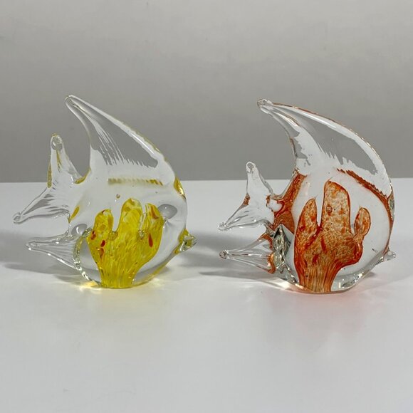 Glass Angel Fish Figurines Paperweights Home Office Decor Collectibles - Picture 4 of 11